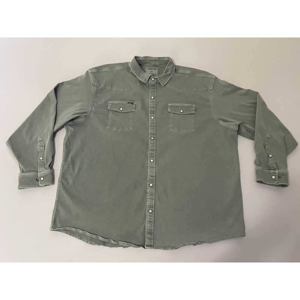 PONCHO The Ventura Long Sleeve Full Snap Shirt Sage Size 3XL